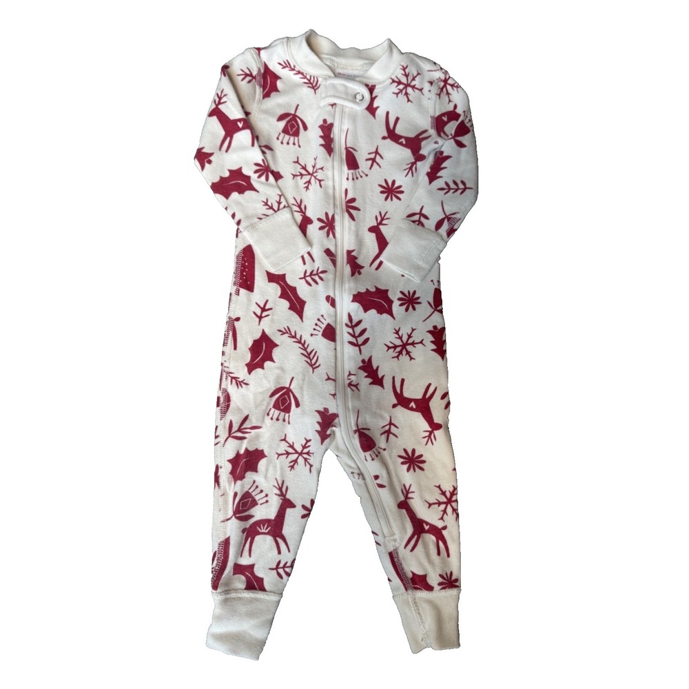 Hanna Andersson Christmas Scandi Organic Cotton Zip Up Sleeper Sz 6-12 Mos